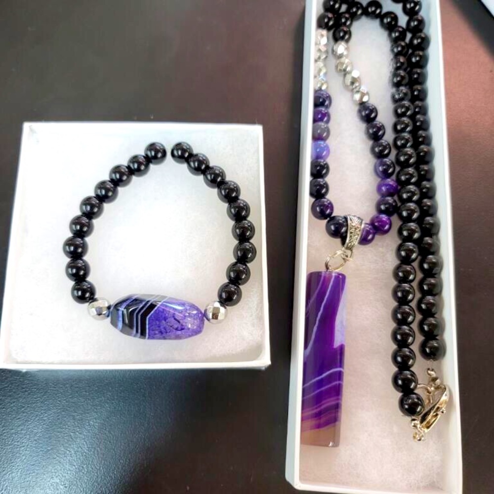 HANDMADE AMETHYST BRACELET & NECKLACE SET